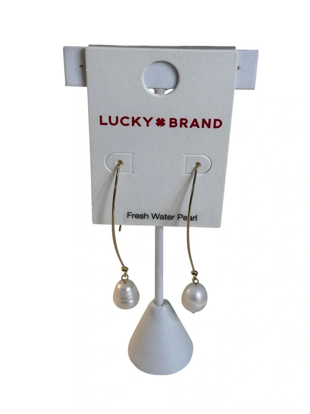 Fresh Water Pearl Open Hoop Threader Earrings on Delicate Gold Tone Hardware.